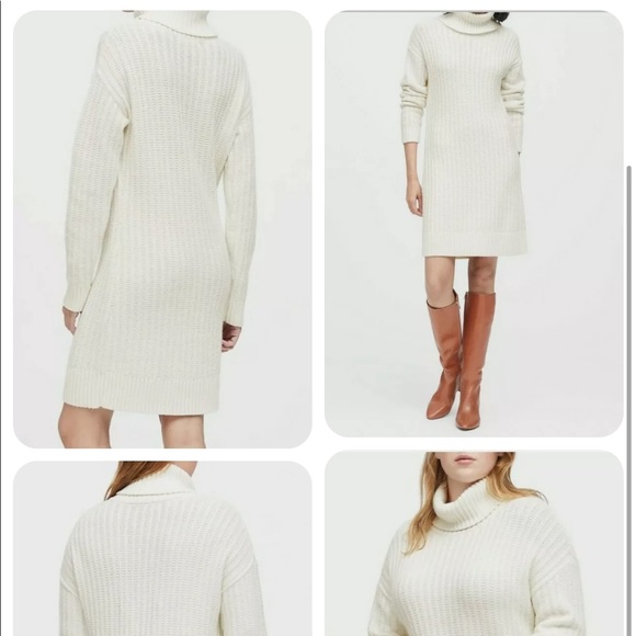 BRAND NEW Banana republic cream turtleneck sweater dress size M never worn - Picture 1 of 2